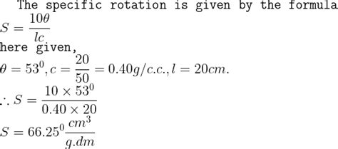 Specific Rotation of Sugar Solution 